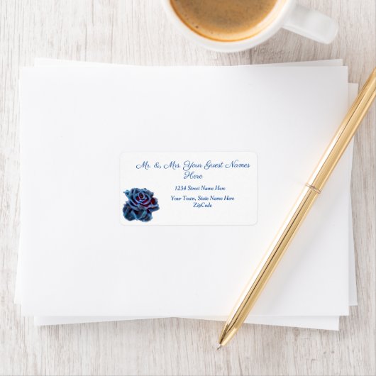 Navy Blue Roos Gold Leaf Adres Etiket (Insitu)