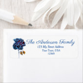 Navy Blue Roos Gold Leaf Etiket (Insitu)