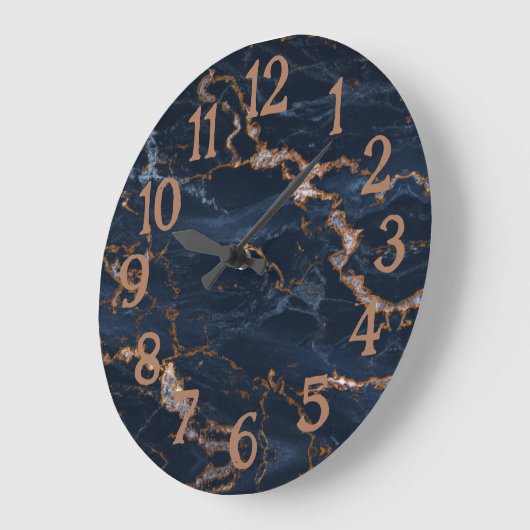 Navy Blue Roos Gold Marble Agate Grote Klok (Hoek)