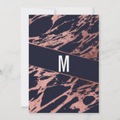 Navy Blue Roos Gold marmer Diagonal Sweet 16 Kaart (Achterkant)