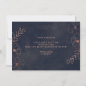 Navy Blue Roos Gold Matron of Honor proposal Kaart (Achterkant)