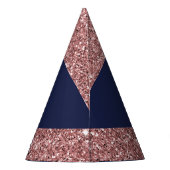 Navy Blue Roos Gold Monogram Verjaardag Feesthoedjes (Achterkant)