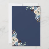 Navy Blue Roos Gold Neutral Floral Wedding Kaart (Achterkant)