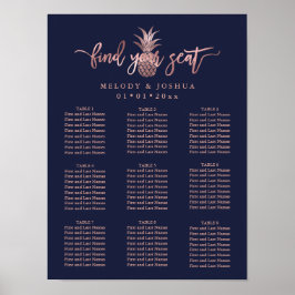 NAVY BLUE ROOS GOLD PINEAPPLE SEINGSKART POSTER