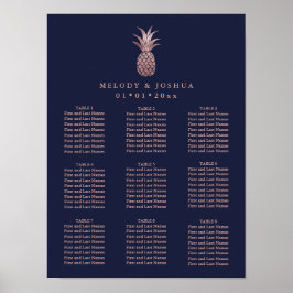 NAVY BLUE ROOS GOLD PINEAPPLE SEINGSKART POSTER