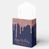 Navy Blue Roos Gold Sparkle Glitter Drift Birthday Bedankdoosjes (Geopend)