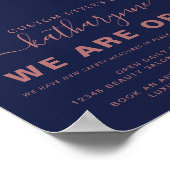 Navy Blue Roos Gold Sparkle Glitter Drift Business Poster (Hoek)