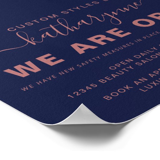 Navy Blue Roos Gold Sparkle Glitter Drift Business Poster (Hoek)