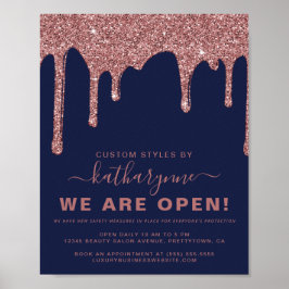 Navy Blue Roos Gold Sparkle Glitter Drift Business Poster