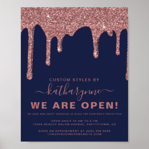 Navy Blue Roos Gold Sparkle Glitter Drift Business Poster