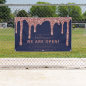 Navy Blue Roos Gold Sparkle Glitter Drift Business Spandoek (Insitu)