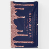 Navy Blue Roos Gold Sparkle Glitter Drift Business Spandoek (Verticaal)