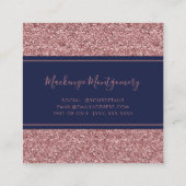 Navy Blue Roos Gold Sparkle Glitter Drift Luxury Vierkante Visitekaartje (Achterkant)