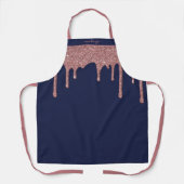 Navy Blue Roos Gold Sparkle Glitter Drivers Schort (Voorkant)