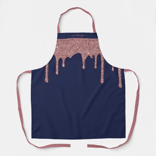 Navy Blue Roos Gold Sparkle Glitter Drivers Schort (Voorkant)