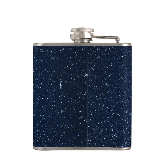 Navy Blue & Roos Gold Sparkle Monogram Initiaal Heupfles (Achterkant)