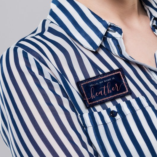 Navy Blue Roos Gold Sprinkled Confetti Party Naambadge