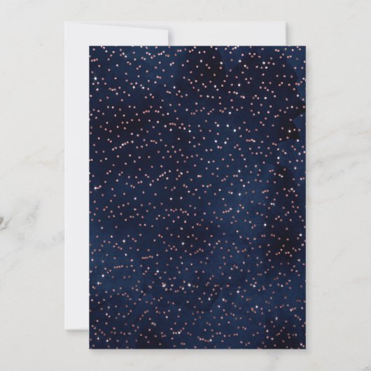Navy Blue Roos Gold Sprinkled Confetti Verjaardag Kaart (Achterkant)