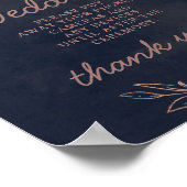 Navy Blue & Roos Gold Unplugged Wedding Table Sign Poster (Hoek)
