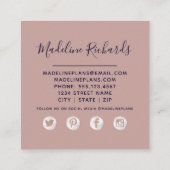 Navy Blue Roos Gold Waterverf Marble Agate Gilded Vierkante Visitekaartje (Achterkant)