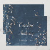 Navy Blue Roos gold Weddenschap Kaart (Voorkant / Achterkant)