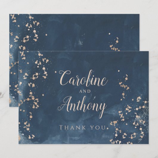 Navy Blue Roos gold Weddenschap Kaart (Voorkant / Achterkant)