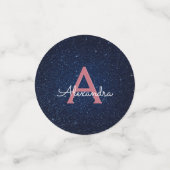 Navy Blue - Roos Gouden Glitter Sparkle Monogram Confetti (Kleine voorkant)