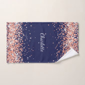 Navy blue roos goudglitter-meisje naam bad handdoek (Handdoek)