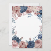 Navy Blue Roos Mauve Waterverf Floral Wedding Bedankkaart (Achterkant)
