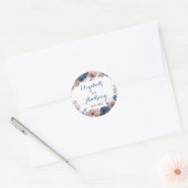 Navy Blue Roos Mauve Waterverf Floral Wedding Ronde Sticker (Envelop)