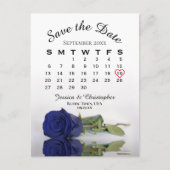 Navy Blue Roos Wedding Calendar Save the Date Aankondigingskaart (Voorkant)