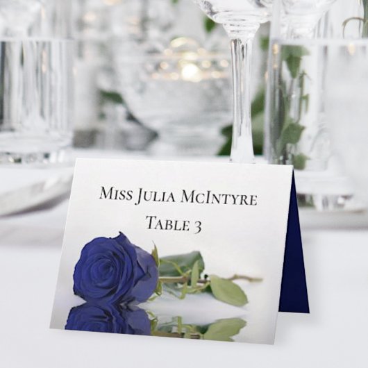 Navy Blue Roos Wedding DIY Fold Place Card Kaart