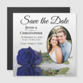 Navy Blue Roos Wedding Save the Date Photo Magnet (Voorkant / Achterkant)