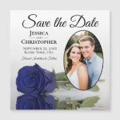 Navy Blue Roos Wedding Save the Date Photo Magnet (Voorkant)