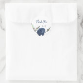 Navy Blue Roos Winter Wedding Bedankt Ronde Sticker (Tas)
