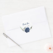 Navy Blue Roos Winter Wedding Bedankt Ronde Sticker (Envelop)
