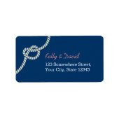 Navy Blue Rope Knot Nautical Wedding Etiket (Voorkant)