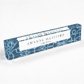 Navy Blue Rope Pattern Nautical Desk Name Bord Naambordje