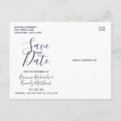 Navy Blue Rose Gold Agate Marble Save the Date Aankondigingskaart (Achterkant)