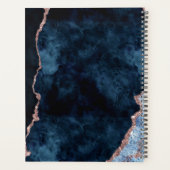 Navy Blue Rose Gold Agate Marble Save the Date Planner (Achterkant)