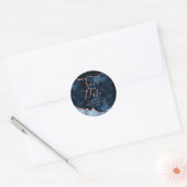 Navy Blue Rose Gold Agate Marble Save the Date Ronde Sticker (Envelop)