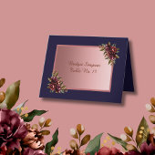 Navy Blue Rose Gold script  pink Floral Guest Card Bedankkaart