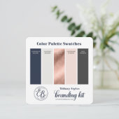 Navy Blue & Rose Goud Kleurenpalet Stalenkaart Kaart (Staand voorkant)