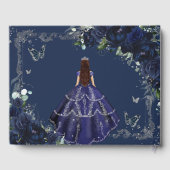 Navy Blue Roses Floral Princess Quinceañera 15 16 Gastenboek (Achterkant)