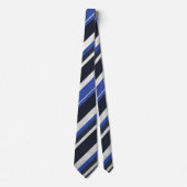 Navy Blue & Royal Blue Diagonal Stripe Modern  Stropdas (Voorkant)