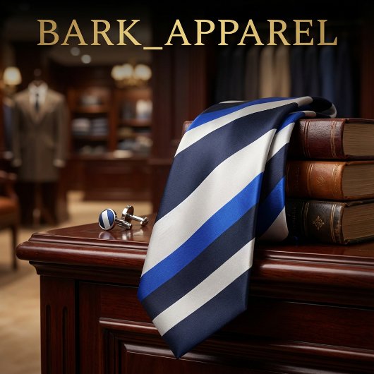 Navy Blue & Royal Blue Diagonal Stripe Modern  Stropdas