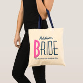 Navy Blue Roze Aangepaste naam Persoonlijke Bride  Tote Bag (Voorkant (product))