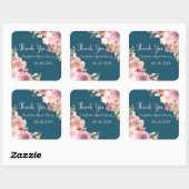 Navy Blue Roze Bloemen Vrijgezellenfeest Vierkante Sticker (Vel)