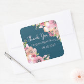 Navy Blue Roze Bloemen Vrijgezellenfeest Vierkante Sticker (Envelop)