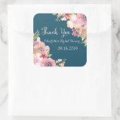 Navy Blue Roze Bloemen Vrijgezellenfeest Vierkante Sticker (Tas)
